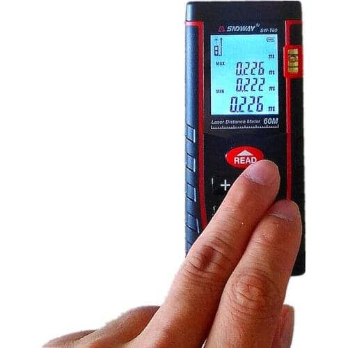 Digital Laser Distance Meter Rangefinder 60M SW-T60 Range Finder with Large LCD Display and Bubble Level