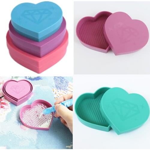 DIY Diamond Painting Tools Accessories Heart-Shaped Drill Diamond Tray Box,Embroidery Pen Plate, Diamond Painting Case
