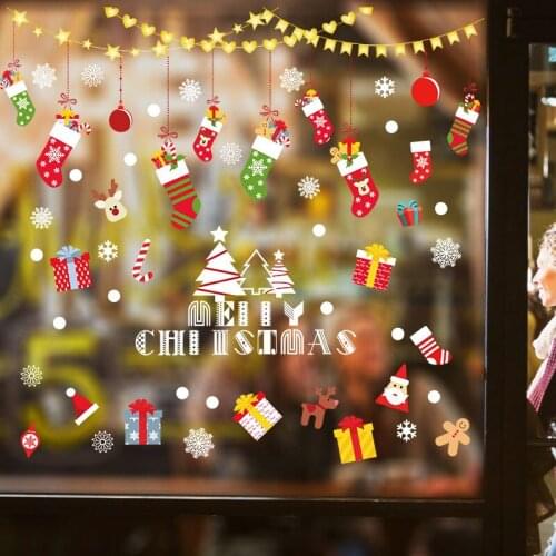 DIY Merry Christmas Wall Stickers Window Glass Festival Decals Tree Murals New Year Christmas Decorations for Home Decor
