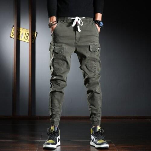 Fashion Streetwear Men Jeans Multi Pockets Casual Cargo Pants Hombre High Quality Korean Style Hip Hop Joggers Wide Leg Trousers