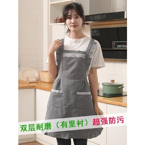 Apron household kitchen waterproof and oil-proof Korean cute female princess fashion cotton overalls adult overalls