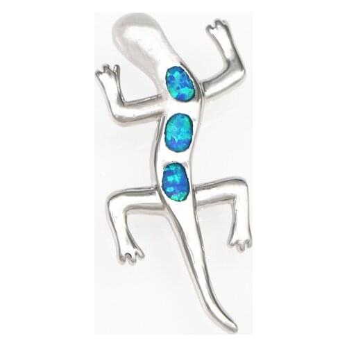 JZP0151 Gecko shape pendants real blue opal high jewelry necklace pendants (for men and women)