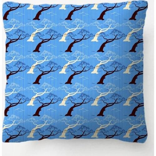 Cool Japanese Bonsai Tree Birds Stripes Pattern Throw Pillow Case Decorative Cushion Cover Pillow Case Customize Gift Pillowcase