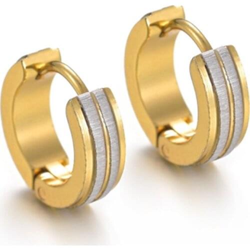 Cool Stainless Steel Round Stud Earrings For Women/Men Never Fade Gold Color Earring Jewelry