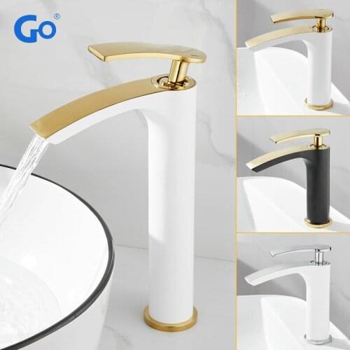 Bathroom Faucet Brass Gold Black Bathroom Basin Faucet Cold And Hot Water Mixer Sink Tap Deck Mounted White & Gold Tap