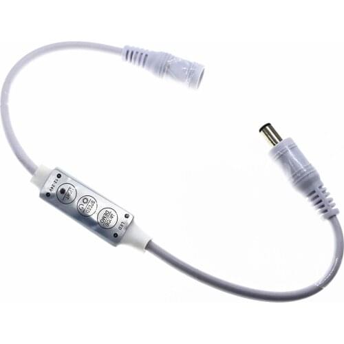 Mini White DC 12V 24V 3 Keys Dimmer Controller Switch Dual DC Plug For Single Color 5050 3528 5630 5730 Led Strip lamps Light