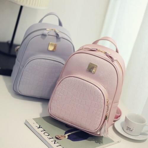 2020 HOT Girls PU Leather Double Shoulder Bag Fashion Candy Color Zipper Mini Backpack Teenager Students Portable Bag Hot