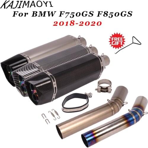 Motorcycle Exhaust Modified Titanium Alloy Middle Link Pipe Double hole Muffler Slip On For BMW F750GS F850GS 2018 2019 2020