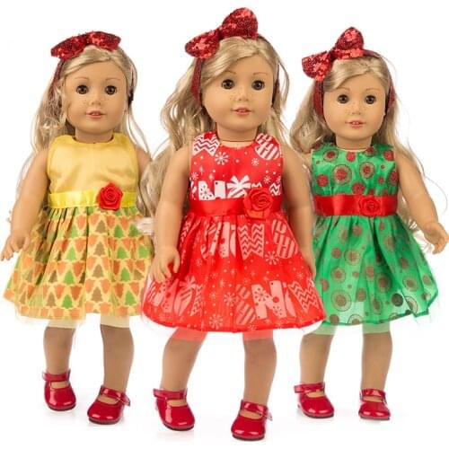 Fashional Dress+Hairbrand clothes for American girl 18inch doll clothes for children best gift