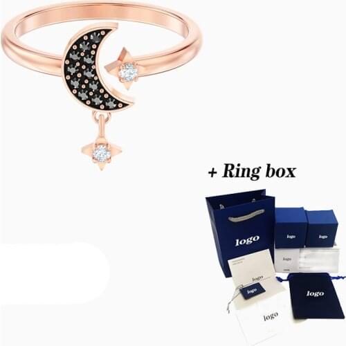 Fashion Jewelry SWA New SYMBOLIC MOON Ring Moon Starry Sky Decoration Elegant Romantic Jewelry Engagement Birthday Gift