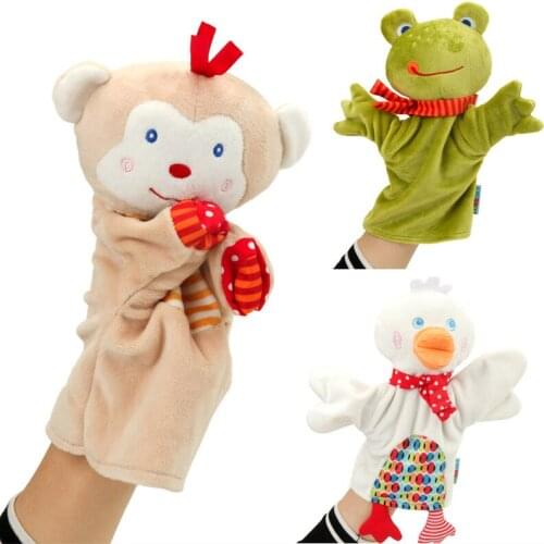 Cartoon Animal Hand Puppets Baby Plush Hand Toys Frog Duck Monkey Puppet Show Dolls Children Educational Toys Newborn Best Gift