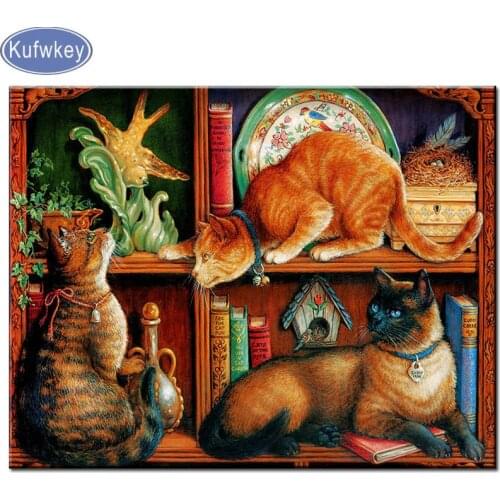 New hot Diamond Embroidery Full Display animal cat Full Square Diamond Painting kitten 5D DIY Cross-Stitch Rhinestone Decor Home