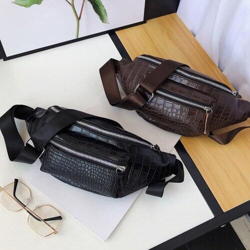 2020 Brand New Men Waist Packs Leather Bum Waist Bag Retro Pouch Wallet Travel Pack Mens Money Belt Bag Zipper PU Leather