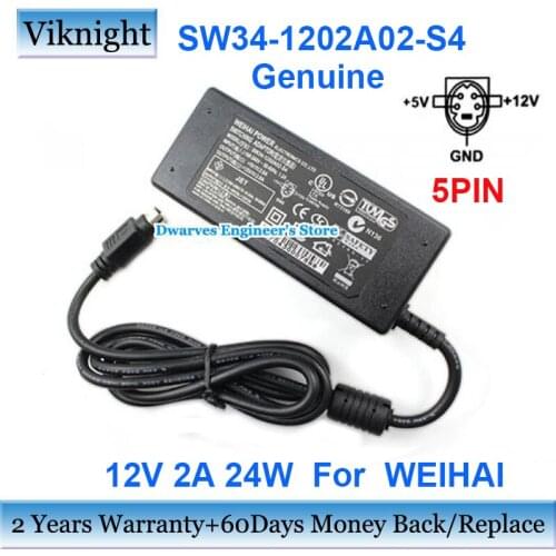 Genuine 12V 2A 5V 2A 24W AC Adapter SW34-1202A02-S4 Charger For WEIHAI Power Supply 5PIN