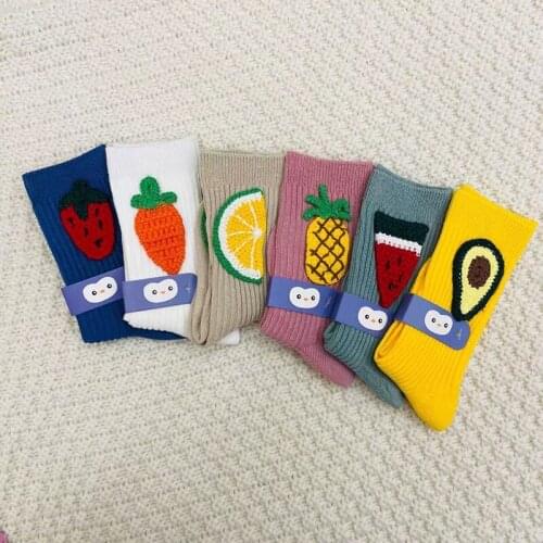 Autumn Winter Kids Baby Boy Girl Mid-calf Length Sock Infant Baby Boy Girl Fruits Print Childrens Socks