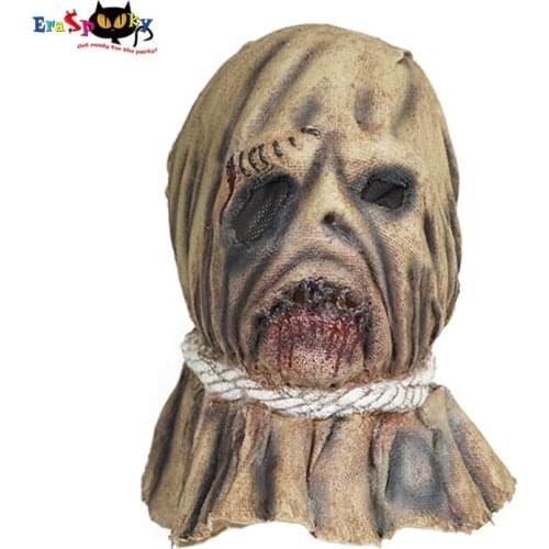 Eraspooky 2020 Horror Realistic Scarecrow Masks Cosplay Halloween Costume For Adult Scary Latex Full Face Mask