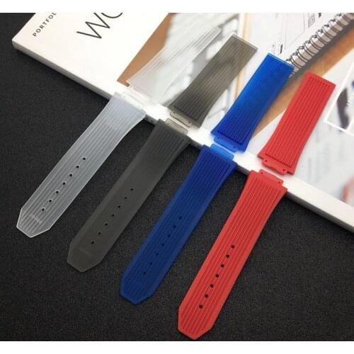 Brand Soft Rubber Silicone transparent black blue red Watchband 26*17mm for Hublot strap for Big Bang belt watch band Bracelet
