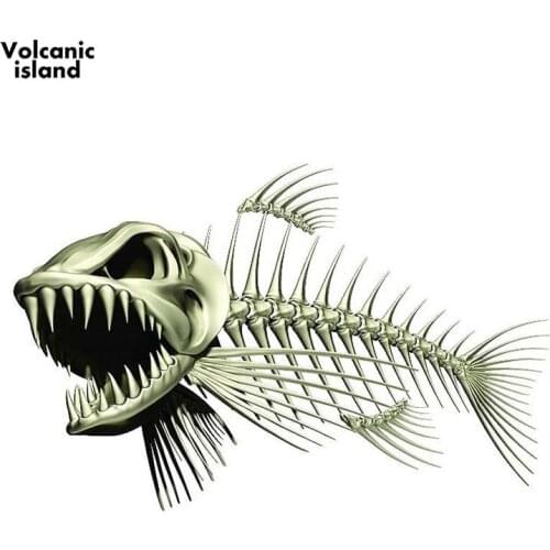 Scary Skeleton Fish Fishing Car Stickers Auto Decals 3D Car Styling Motorcycle Car Decal Accessories 13cm x 8.5cm