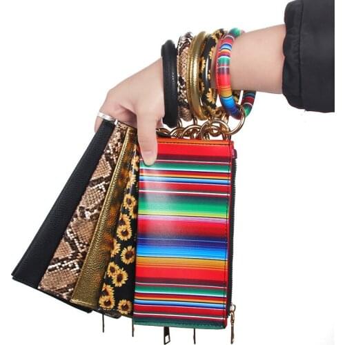 National Style Snake Leopard Print PU Leather Tassel Pendant Bag Bracelet Leather Card Package 2020 New Fashion Women Jewelry