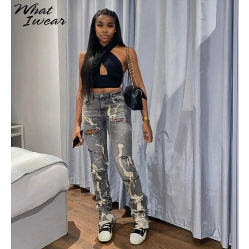 Whatiwear Womens Ripped Jeans