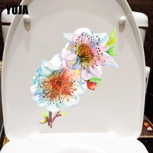 YOJA 18.9X21.8CM Delicate Flower House Decoration Wall Decal Classic Cartoon WC Sticker Toilet T1-1796