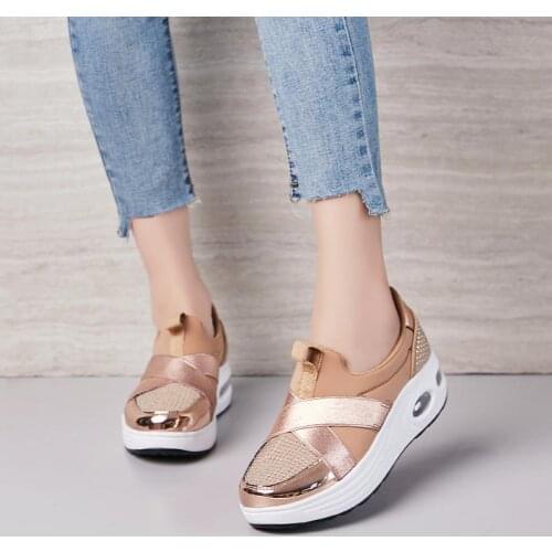 Platform Air Cushion Women Sport Sneakers Womens Sports Shoes Running Gold Basket Femme 2021 Tennis Female Trainers 2021 A-1195