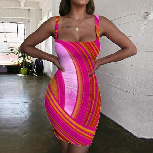 Giyu Brand Colorful Dress Women Abstract Vestido Sexy Art Halter Sleeveless Harajuku Ladies Dresses Womens Clothing Mini Evening