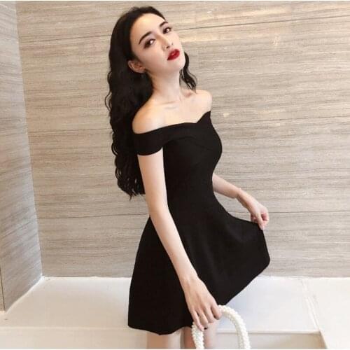 ZC2422 2020 new spring summer women fashion sexy shows thin off-the-shoulder a-line dress cheap wholesale