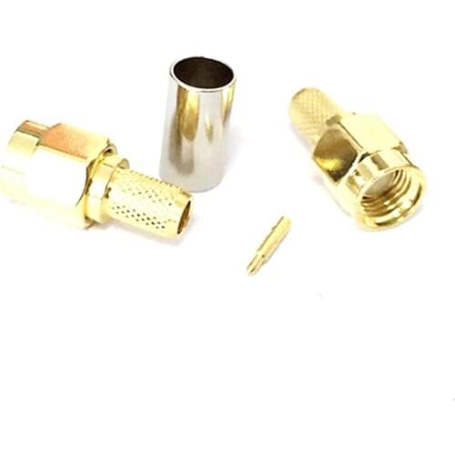 1pc SMA Male Plug RF Coax Connector Crimp For RG58 RG142 RG400 LMR195 Cable Straight Goldplated NEW Wholesale