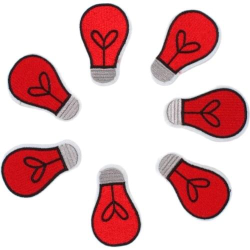 10pcs Embroidered Bulb Patches Iron On Cartoon Funny Stickers For Clothes Repair Fabric Appliques DIY Sewing Badge Apparel Decor