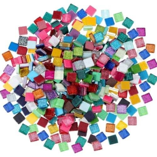 100g Assorted Color Square Clear Tiles Crafts Mirror Tiles Making DIY Mosaic Glass Mosaic for 10x10mm Mosaic