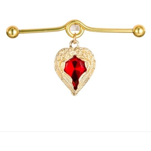 2018 New Stainless Steel Ear Bone Nail Piercing Cute Gold Heart Earring Body Piercing Ear Tunnel Women Stud Earrings Jewelry