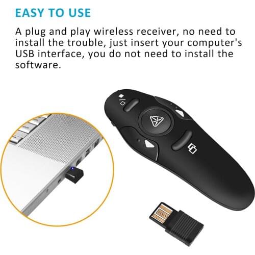 Wireless Presenter With Laser Pointer Red Light RF Wireless Laser Pen 2.4GHz USB Remote Control For PPT Presentation