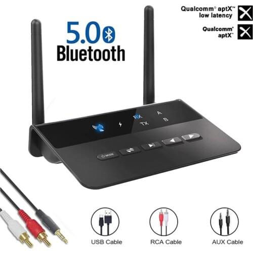 Bluetooth 5.0 Audio Receiver Transmitter for TV Car Speaker PC AptX LL 3.5mm AUX RCA Output Bluetooth Wireless Receiver Adapter