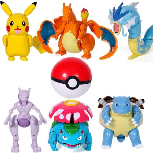Elf Deformation Action Figure Charizard Venusaur Blastoise Model Lunala Mewtwo Gyarados Solgaleo Toys Ball