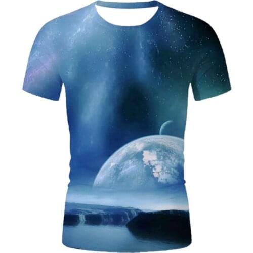 New Fashion Printed Sci-Fi Planet Mens T-Shirt 3D Printed Fun Graphics Street Sports Mens And Womens Plus T-Shirts