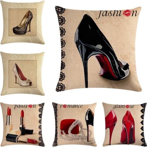 Hot Selling Slim-heeled High-heeled Shoes Series Pillow Cover Automobile And Sofa Cushion Cover Home Decor