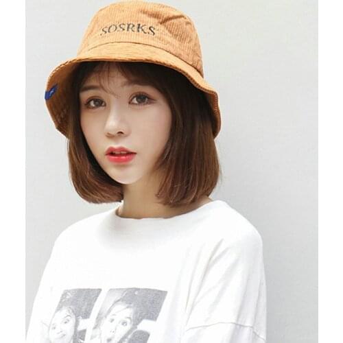 Smiley Cap With Embroidery Corduroy Panama Hats Summer Yellow Korean Basin Hat Men Women Panama Windproof Bucket Hat YY166
