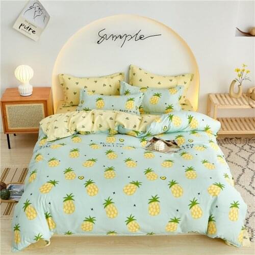 Pineapple Bedding Set Fashion Boys Girls Bed Linen Sheet Plaid Duvet Cover Full Double Queen Quilt Covers Sets Bedclothes