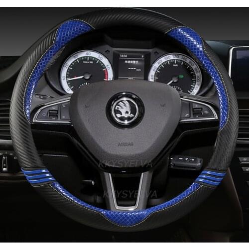 Leather Car Steering Wheel Cover for Skoda Octavia A5 A7 RS Octavia 2 3 Combi Auto interior Accessories