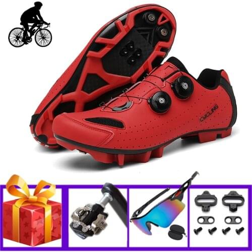 Athletic Cycling sneakers add SPD pedals triathlon breathable self-locking outdoor riding bicycle flat shoes zapatillas ciclismo
