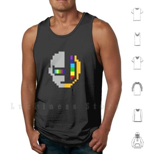 Music Robots Pixel Tank Tops Vest Sleeveless Robots Daft Music Pixel 8 Bit Video Game Album Cover Retro