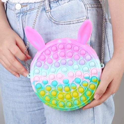 Cute Bag Fidget Toys Rainbow Push Bubble Reliver Stress Toy Adult Children Antistress Sensory Toys Crossbody Bags for Girls Gift