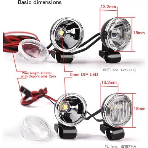 Simulation 18mm Retro Round Spotlight Off-Road Searchlight Headlight G157H for GRC 1/10 T4 SCX10 Model Car