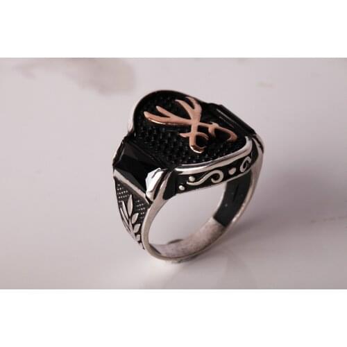 UM US JEWELRY Double Sword Pattern 925 Sterling Silver Men Ring