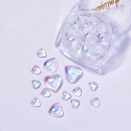 Nail Art Decoration Love Heart Crystal Clear Champagne Mica Symphony Aurora Accessories Small Diamond Nail Art