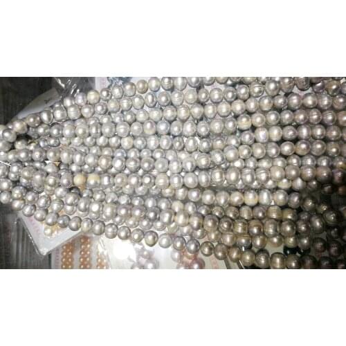 Real Natural Freshwater pearl 10MM gray pearl baroque lines pearl Loose Beads one strands 35cm 15'' DIY gift