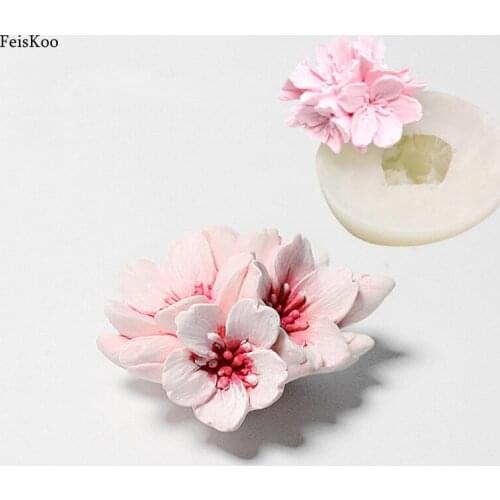 New 3D Sakura Fondant Cake Silicone Mold Cherry Blossoms Flowers DIY Aroma Plaster Crafts Mould For Car Decoration Gypsum Molds