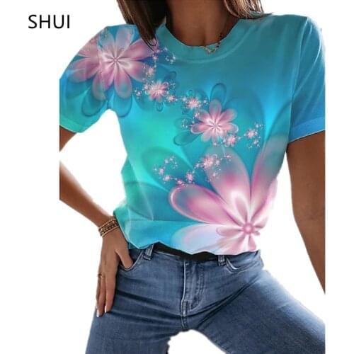 NEW SUMMER Ladies 3D Arinted T-shirt Pbstract Painting Printing Trend Street Casual Short-sleeved Loose Comfortable T-shirt