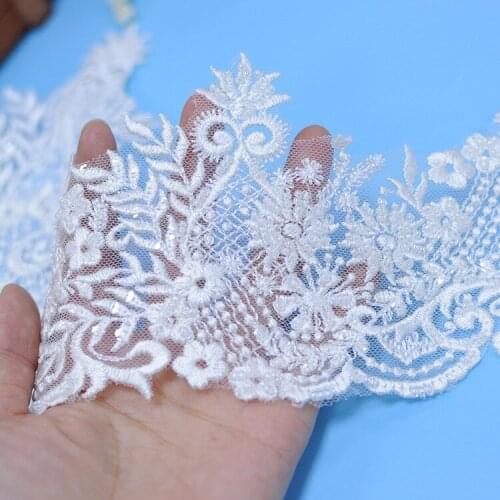 New Handmade Pure White Black Wedding Beaded Car Bone Lace Clothing Accessories 1Yard/pack